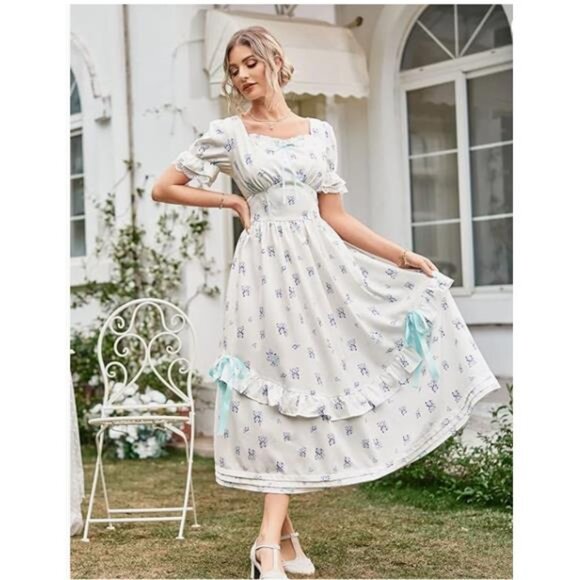 Scarlet Darkness Dresses & Skirts - NEW Scarlet Darkness Blue Floral Women Ruffled Tiered Dress M